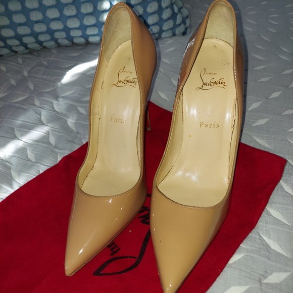 Christian Louboutin So Kate Patent Pointed-Toe Red Sole Pump Sz. US10 (Nude) - Picture 2 of 4